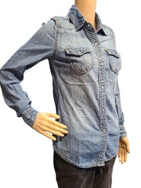 Litz Pearlsnap Blue Jean Denim Shirt